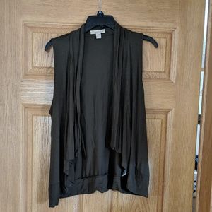 Army Green Sleeveless Cardigan